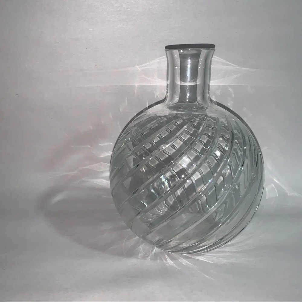 BACCARAT x TIFFANY & CO. lead crystal hand blown SWIRL cut VASE